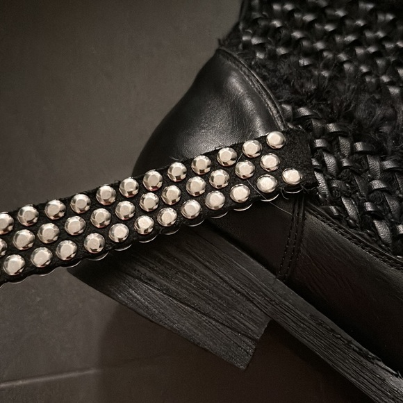 Metisse Italian leather biker boots with silver stud and buckle details - Picture 7 of 11